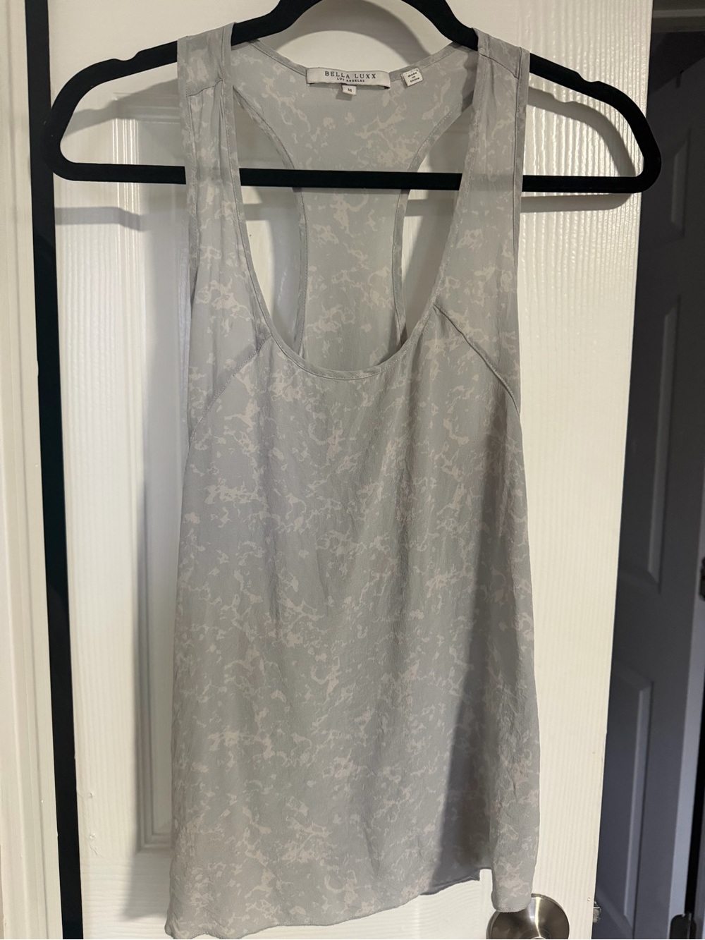 Bella Luxx Light Gray Printed Racerback Tank Top